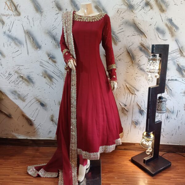 Marooon Chiffon Anarkali - Image 3