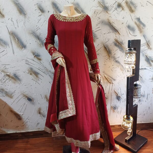 Marooon Chiffon Anarkali