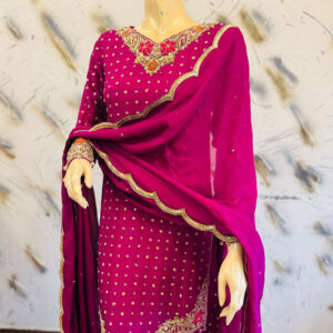 Shocking Pink Shirt With Silk Dupatta