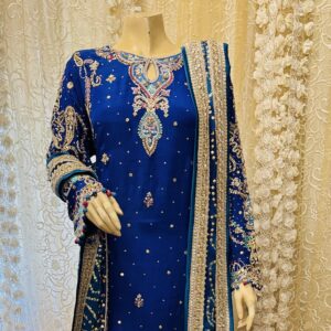 Discharge Silk Dupatta Royal Blue