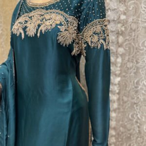Teal Blue Embroidered Formal Dress