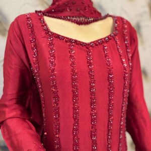 Berry Pink Sequin Embellished Formal Dress