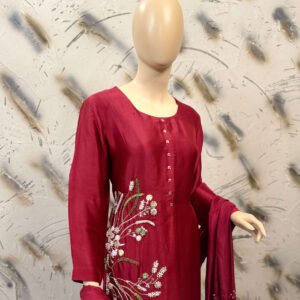 Maroon Embroidered Formal Suit